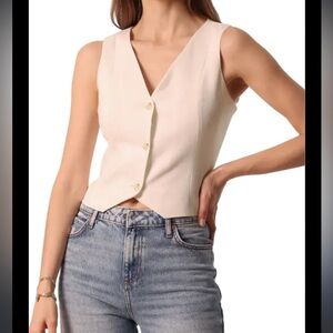 Button Up Crop Vest in Cream